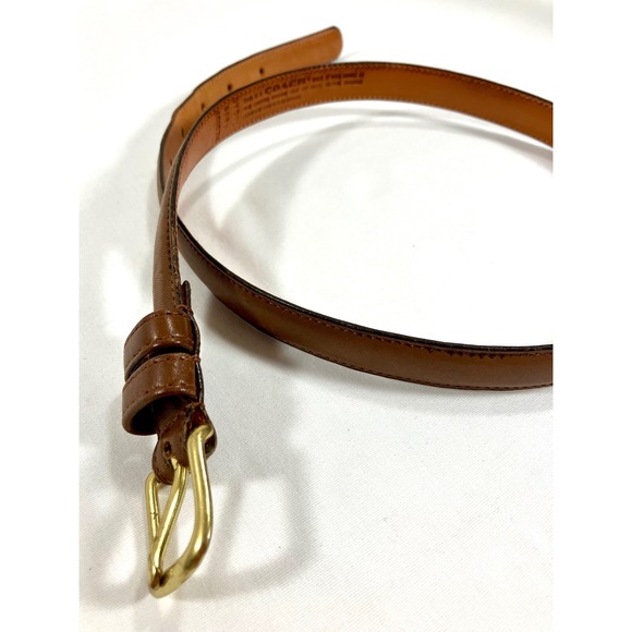 Vintage Coach Tabac Brown Leather Belt Solid Brass Buckle Women's Medium 2800 - Picture 1 of 7